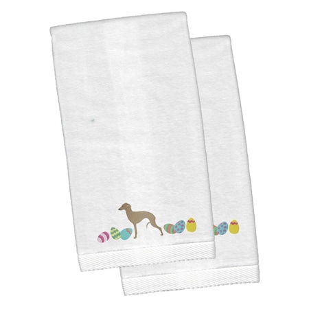 Carolines Treasures Italian Greyhound Easter White Embroidered Plush Hand Towel, 2PK CK1655KTEMB
